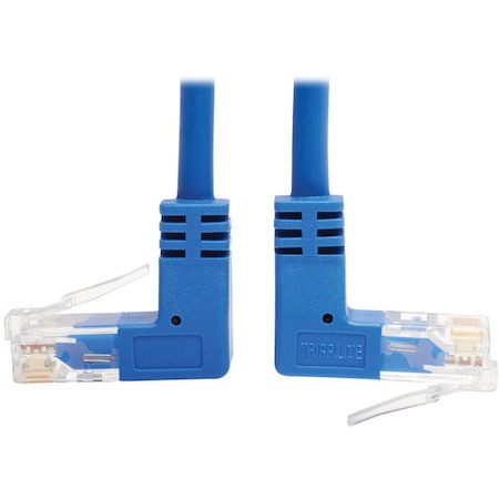 Tripp Lite by Eaton Up/Down-Angle Cat6 Gigabit Molded Slim UTP Ethernet Cable (RJ45 Up-Angle M to RJ45 Down-Angle M), Blue, 3 ft. (0.91 m)