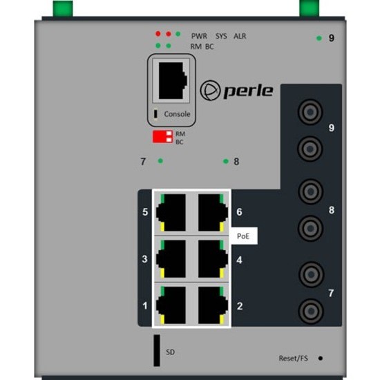 Perle IDS-509G3PP6-T2MD05-SD10 - Industrial Managed Power Over Ethernet Switch