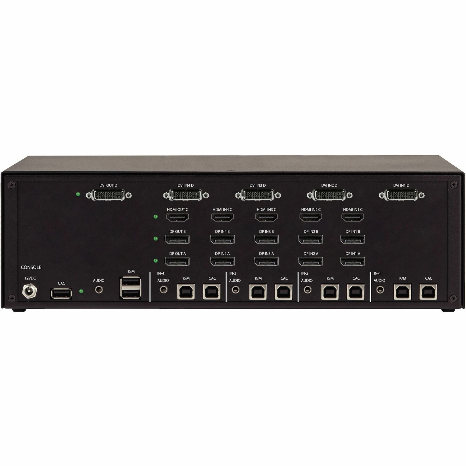 Black Box Secure NIAP 4.0 Certified KVM Switch - 4-Port, Quad-Monitor, DVI, HDMI, DisplayPort, CAC