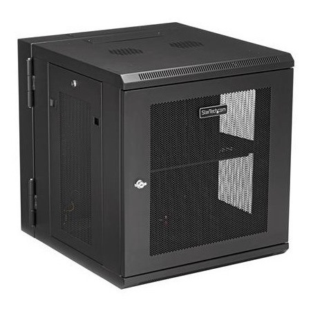 StarTech.com 4-Post 12U Wall Mount Network Cabinet, 19" Hinged Wall-Mounted Server Rack for IT Equipment, Flexible Lockable Rack Enclosure
