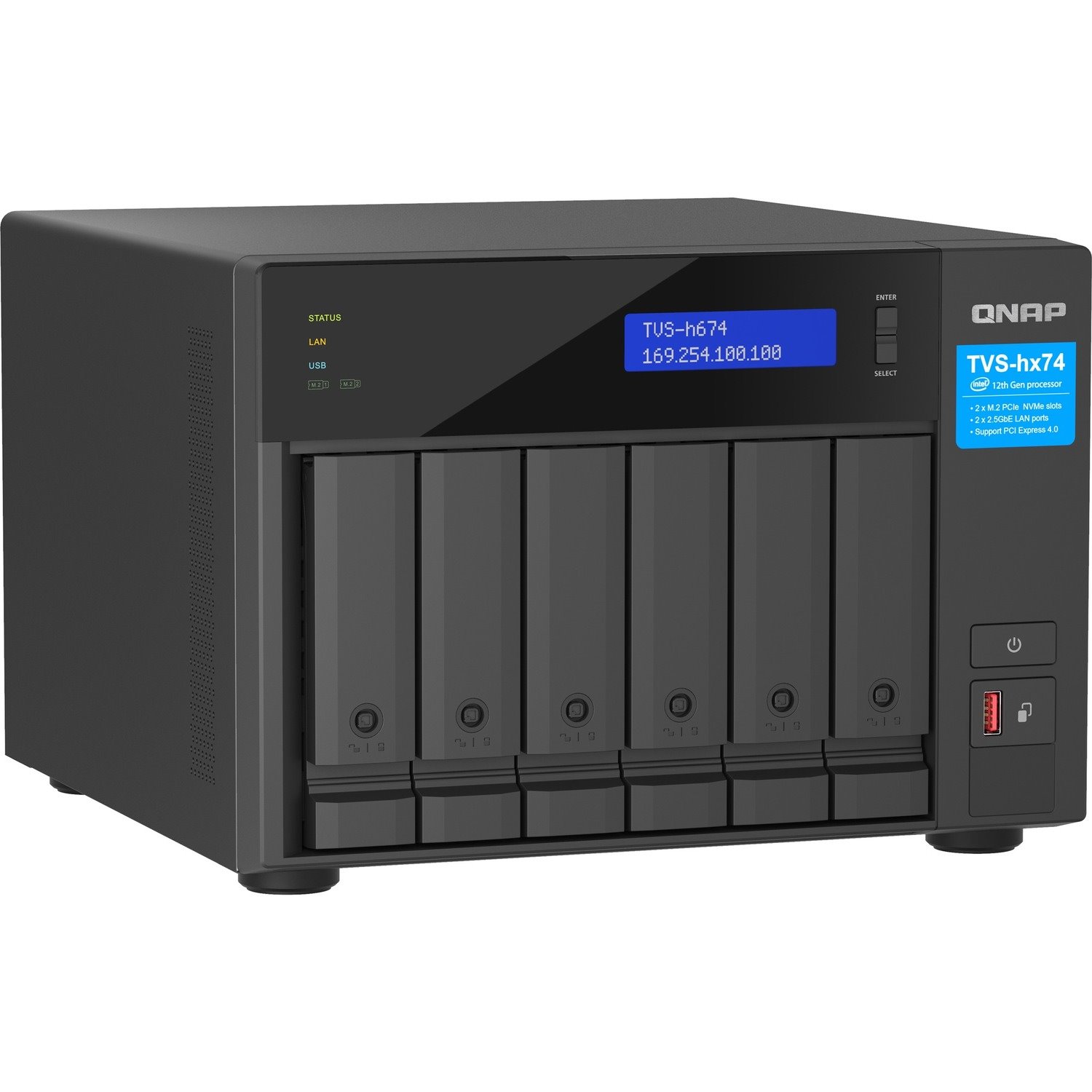 QNAP TVS-h674-i5-32G 6 x Total Bays SAN/NAS Storage System - 5 GB Flash Memory Capacity - Intel Core i5 i5-12400 Hexa-core (6 Core) 2.50 GHz - 32 GB RAM - DDR4 SDRAM Tower