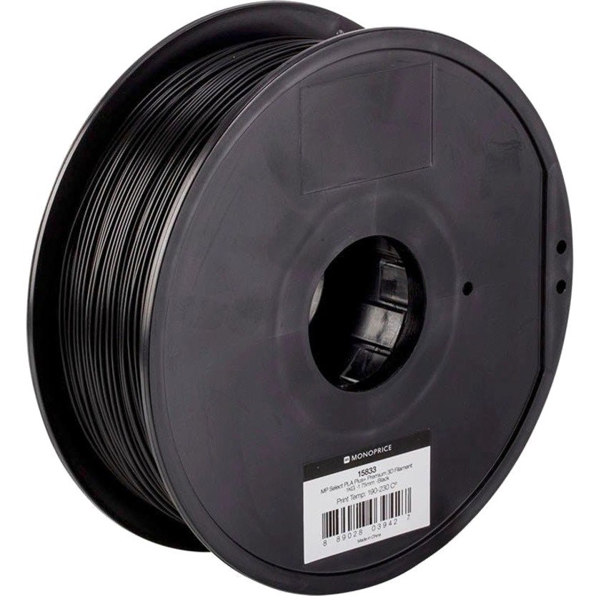 Monoprice MP Select PLA Plus+ Premium 3D Filament 1.75mm 1kg/Spool, Black