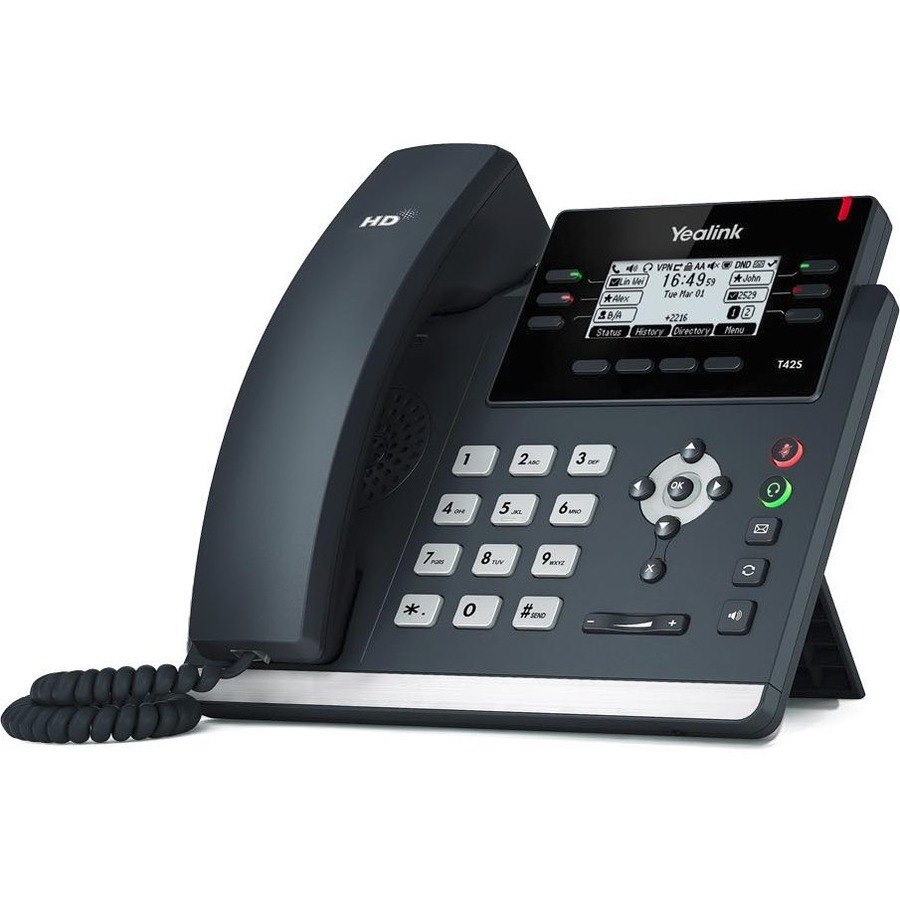 Yealink T42S-SFB IP Phone - Corded/Cordless - Corded - Bluetooth - Wall Mountable - Black