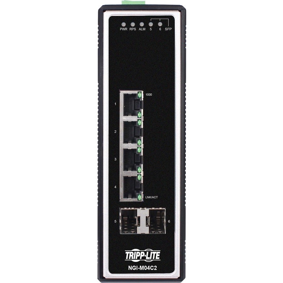 Tripp Lite by Eaton 4-Port Managed Industrial Gigabit Ethernet Switch - 10/100/1000 Mbps, 2 GbE SFP Slots, -40Â&deg; to 75Â&deg;C, DIN Mount - TAA Compliant