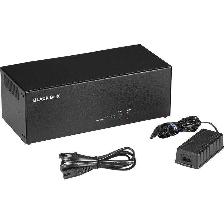 Black Box KVM Switch - Quad-Monitor, DisplayPort, USB True Emulation, Audio