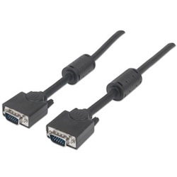 VGA Monitor Cable (with Ferrite Cores), 3m, Black, Male to Male, HD15, Cable of higher SVGA Specification (fully compatible), Shielding with Ferrite Cores helps minimise EMI interference for improved video transmission, Lifetime Warranty, Polybag