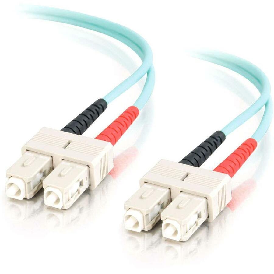 C2G-3m SC-SC 10Gb 50/125 OM3 Duplex Multimode PVC Fiber Optic Cable - Aqua