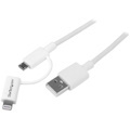 StarTech.com 1m (3ft) Apple Lightning or Micro USB to USB Cable for iPhone / iPod / iPad - White