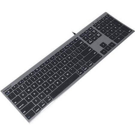 Macally Ultra Slim USB-C Wired Space Gray Keyboard for Mac
