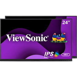 ViewSonic VG2455_56A_H2 24 Inch Dual Pack Head-Only 1080p IPS Monitors with USB C 3.2 with 90W Power Delivery, Docking Built-In, HDMI, VGA for Home and Office