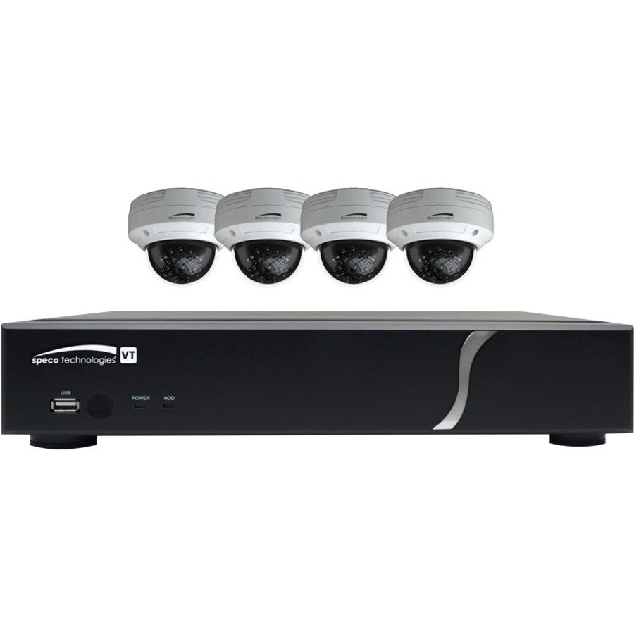 Speco 8 Channel HD-TVI 1080p DVR, 2TB 4 HD-TVI 1080p Outdoor IR Dome Cameras - 2 TB HDD