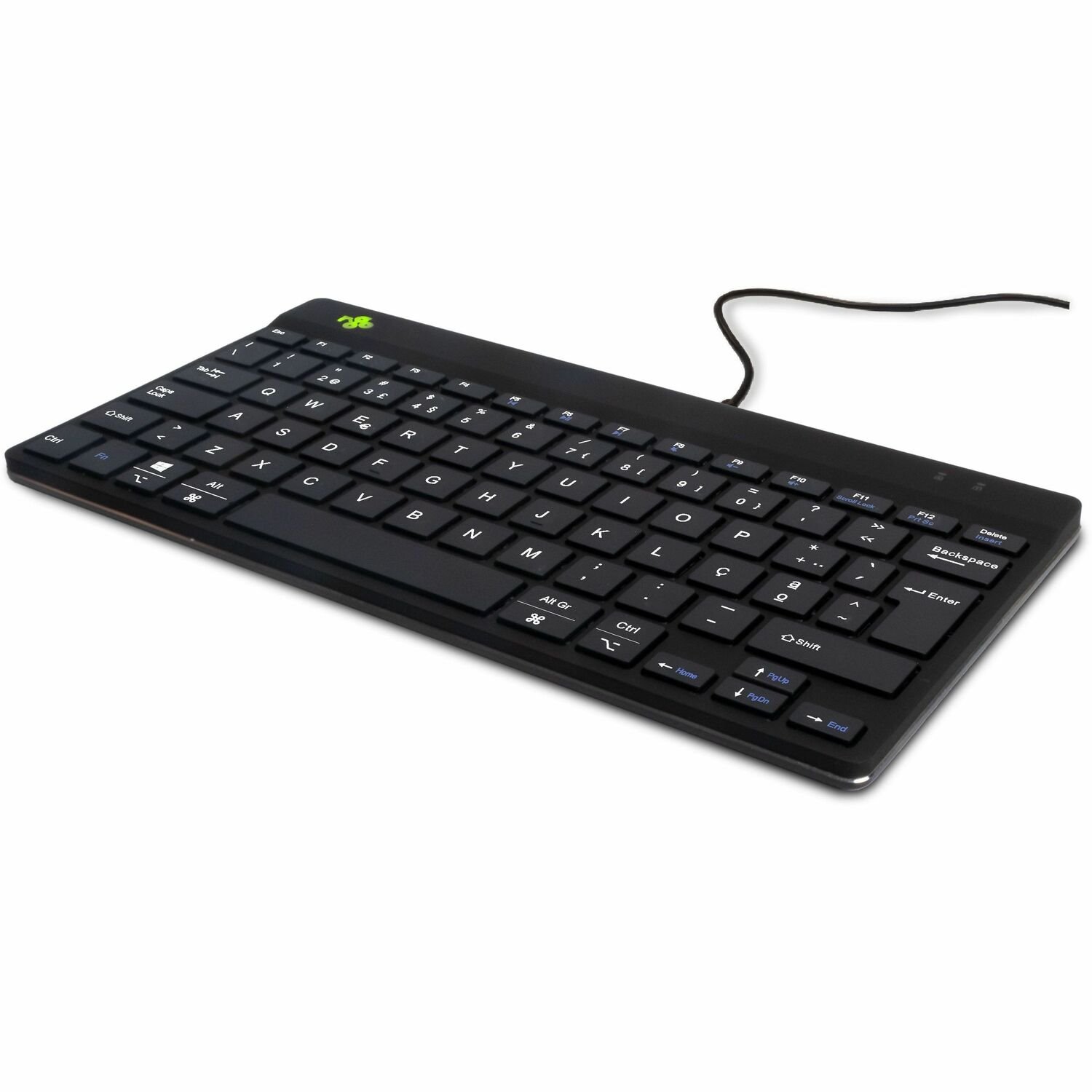 R-Go Compact Break Keyboard - Cable Connectivity - USB Interface - Portuguese - QWERTY Layout - Black