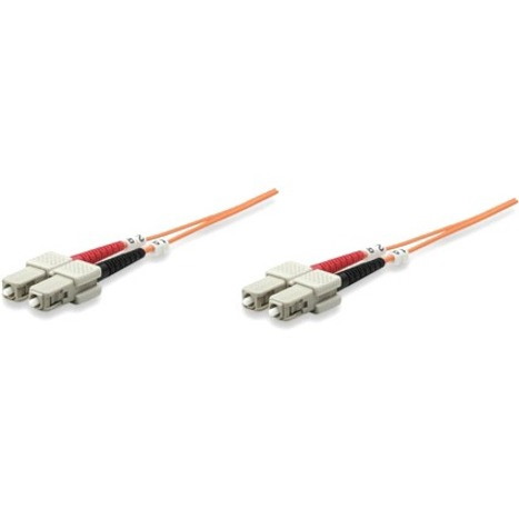 Intellinet Network Solutions Fiber Optic Patch Cable, SC/SC, OM1, 62.5/125, Multimode, Duplex, Orange, 14 ft (5 m)