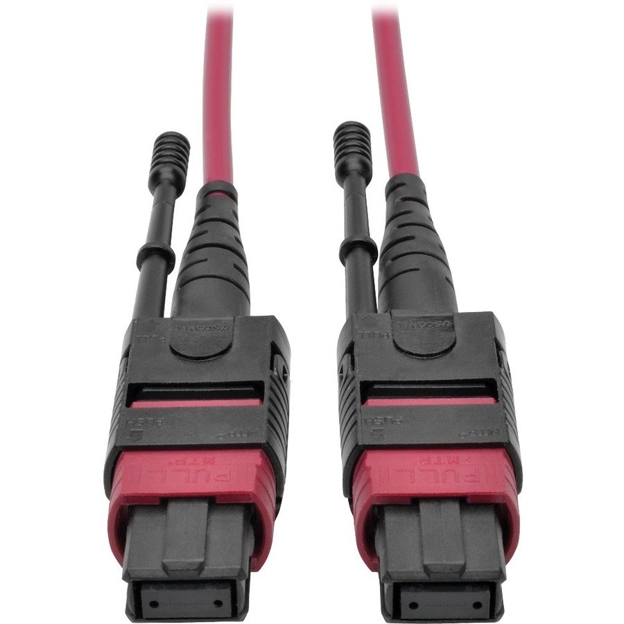 Eaton Tripp Lite Series 100G MTP/MPO Multimode OM4 Plenum-Rated Fiber Optic Cable (F/F), 12 Fiber, 40/100GBASE-SR4, Push/Pull Tabs, Magenta, 5 m