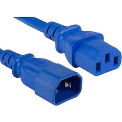 ENET C13 to C14 8ft Blue Power Extension Cord / Cable 250V 18 AWG 10A NEMA IEC-320 C13 to IEC-320 C14 8'
