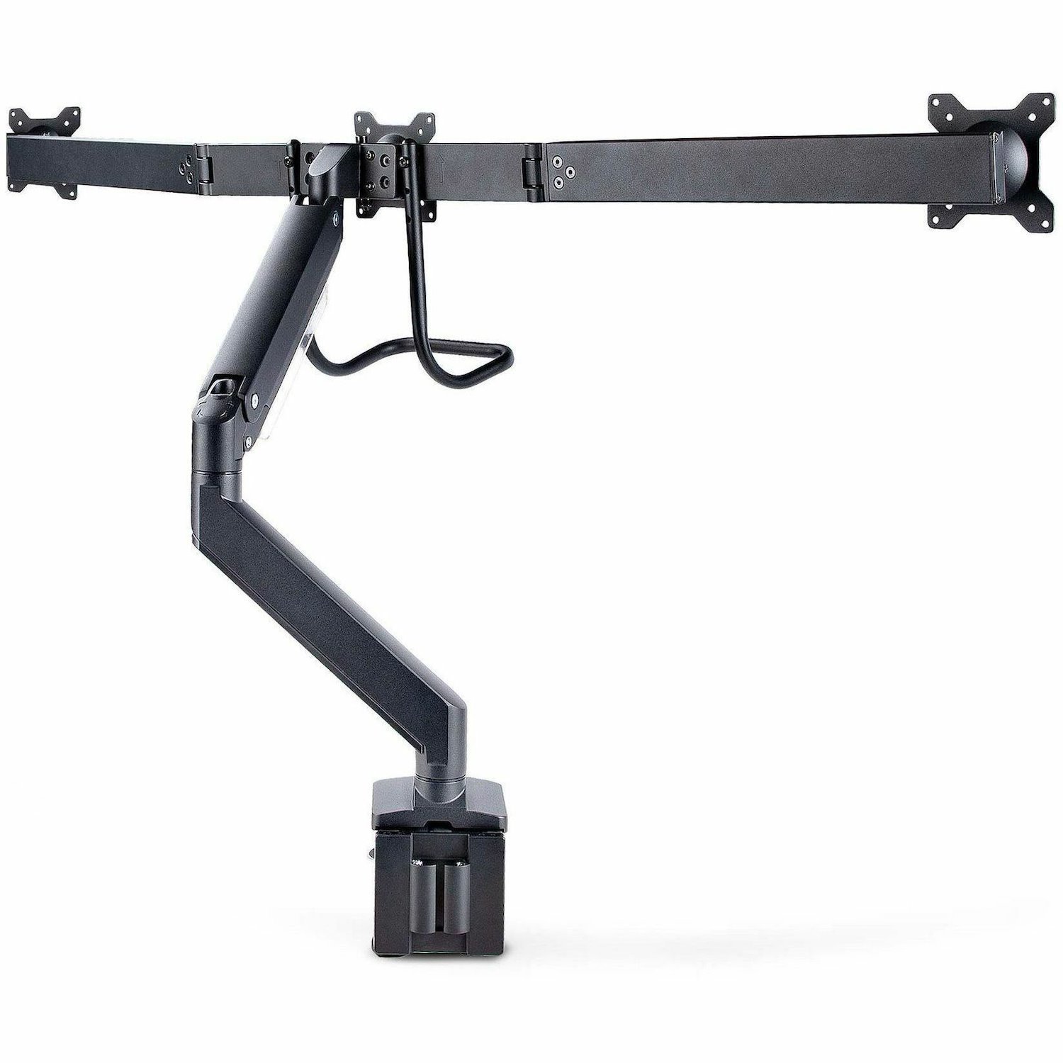 StarTech.com Crossbar Triple Monitor Desk Mount For Up To 3x 27in Screens, VESA 75x75/100x100, Tool-Less Arm Adjustments, C-Clamp/Grommet