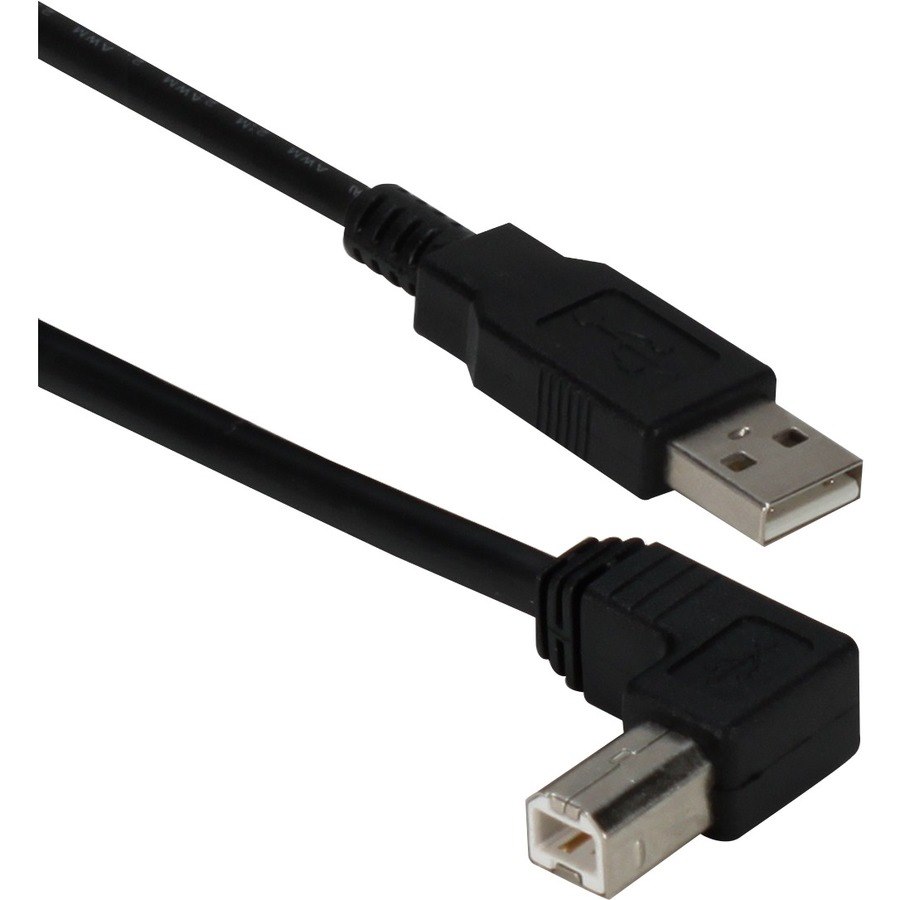 QVS 4ft USB 2.0 High-Speed Type A Male to B Right Angle Male Cable