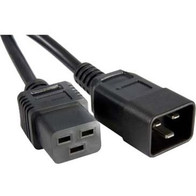 ENET C19 to C20 3ft Black Power Cord Extension 250V 14 AWG 15A NEMA IEC-320 C19 to IEC-320 C20 Black 3'