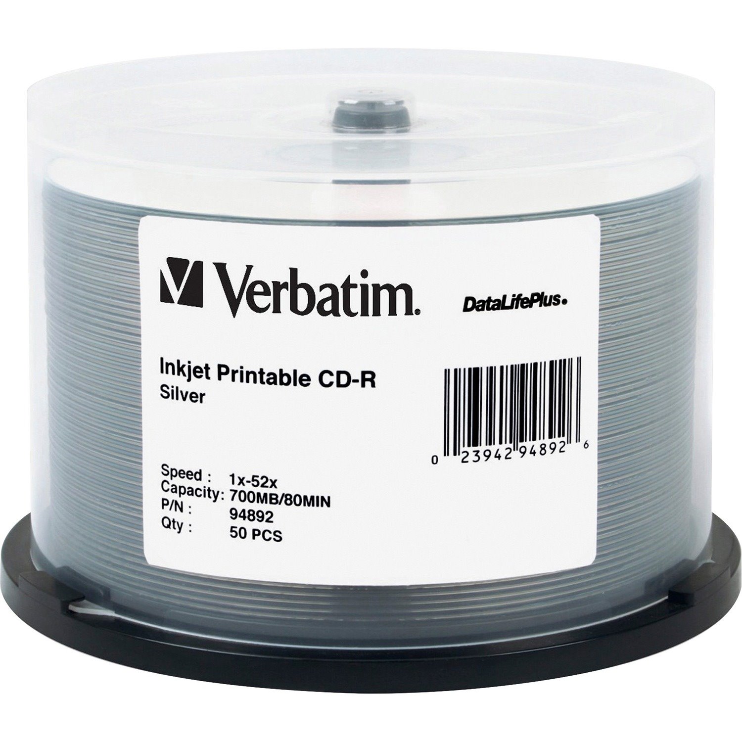 Verbatim DataLifePlus 94892 CD Recordable Media - CD-R - 52x - 700 MB - 50 Pack Spindle