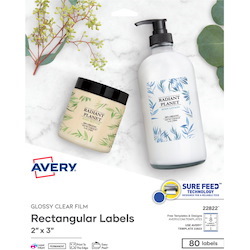 Avery&reg; Glossy Clear Rectangle Labels2" x 3"