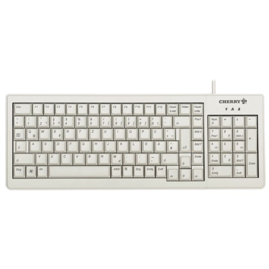 CHERRY G84-5200 Keyboard - Cable Connectivity - PS/2, USB Interface - English (US) - Light Grey