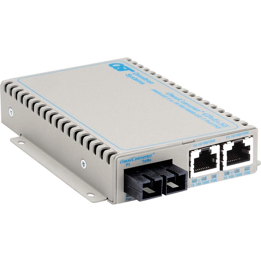 OmniConverter SE 10/100/1000 PoE+ Gigabit Ethernet Fiber Media Converter Switch RJ45 SC Multimode 550m