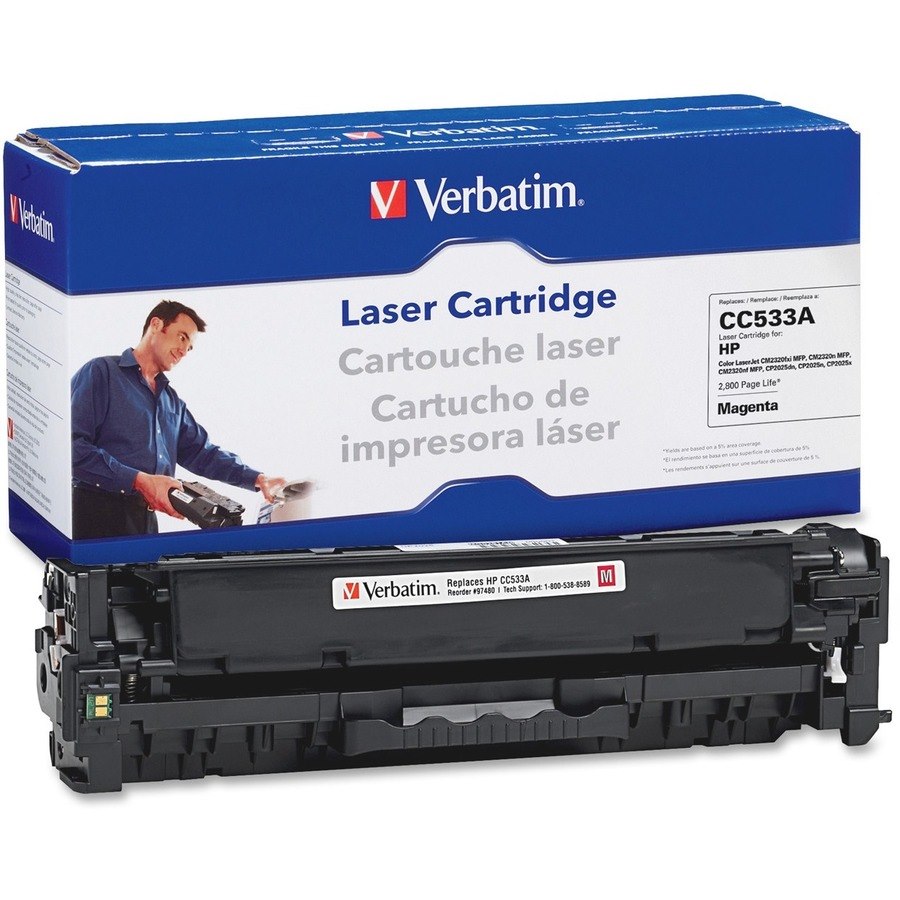 Verbatim Remanufactured Laser Toner Cartridge alternative for HP CC533A Magenta