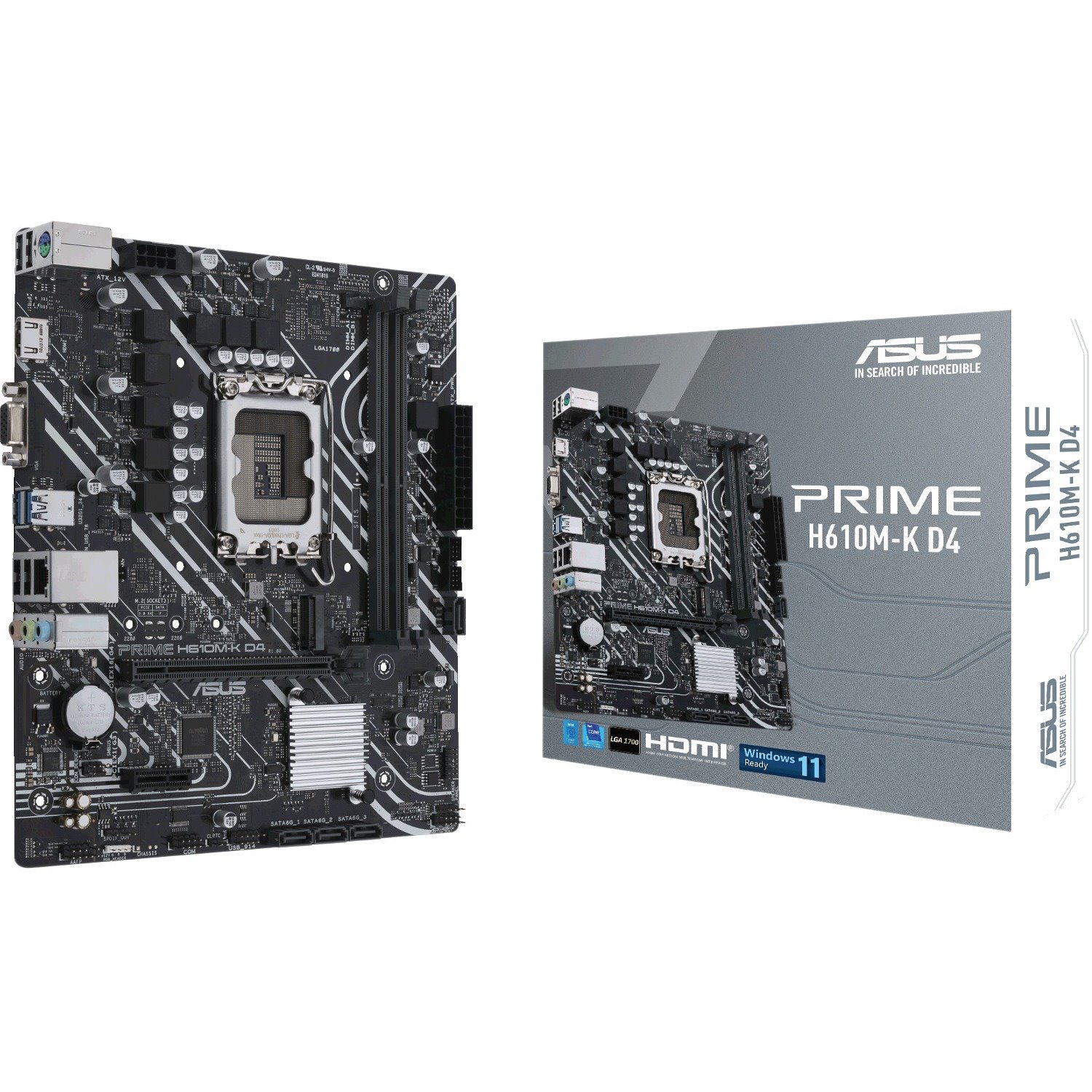 Asus Prime H610M-K D4 Desktop Motherboard - Intel H610 Chipset - Socket LGA-1700 - Micro ATX