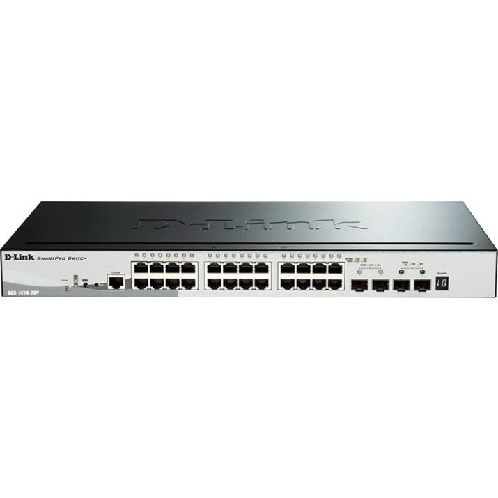 D-Link SmartPro DGS-1510 DGS-1510-28P 24 Ports Manageable Ethernet Switch - Gigabit Ethernet, 10 Gigabit Ethernet - 10/100/1000Base-T, 1000Base-X, 10GBase-X