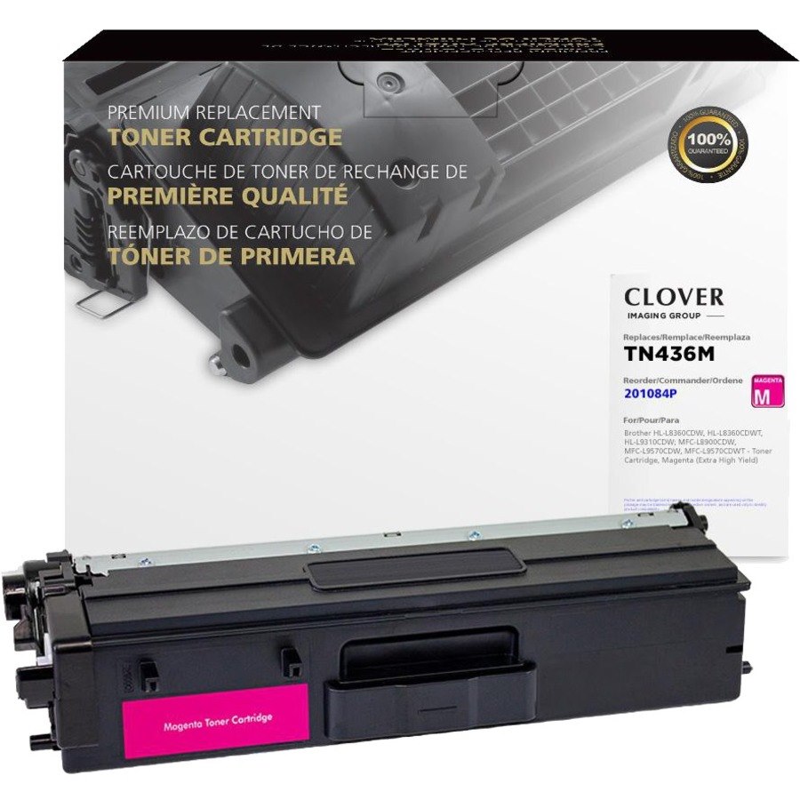 Clover Technologies Remanufactured Extra High Yield Laser Toner Cartridge - Alternative for Brother TN436M - Magenta - 1 Each