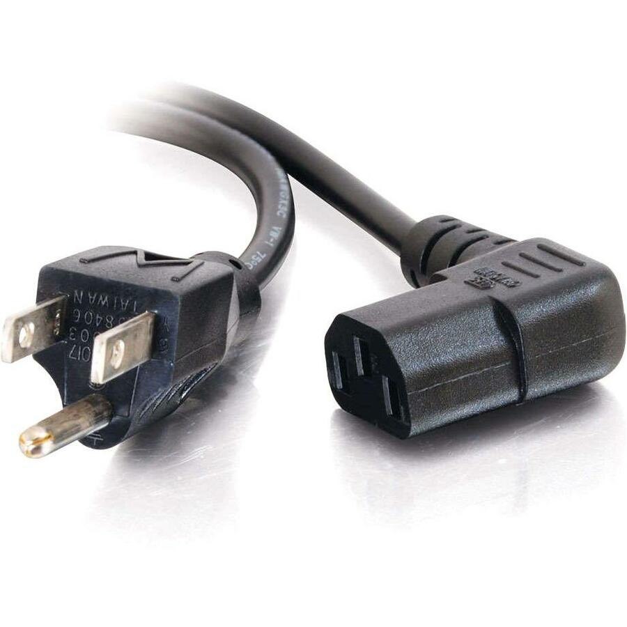 C2G 6ft Universal Power Cord - Right Angle Power Cord - 18 AWG - NEMA 5-15P to IEC320C13R - TAA Compliant