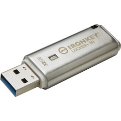 IronKey IKLP50 32 GB USB 3.2 (Gen 1) Type A Flash Drive - Silver - XTS-AES, 256-bit AES - TAA Compliant
