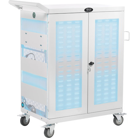Tripp Lite by Eaton Safe-IT Multi-Device UV Charging Cart, Hospital-Grade, 32 AC Outlets, Laptops, Chromebooks, Antimicrobial, White