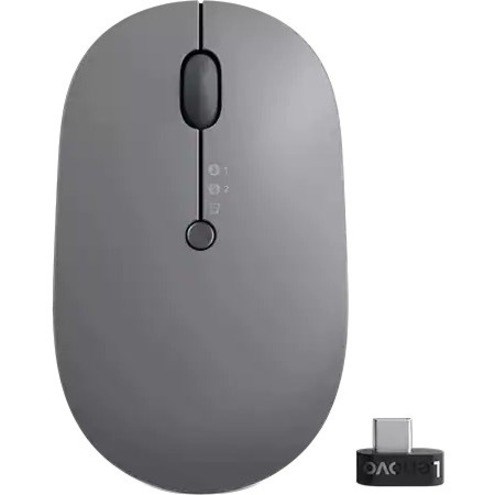 Lenovo GO Mouse - Bluetooth/Radio Frequency - USB - Blue Optical - 5 Button(s) - Storm Grey