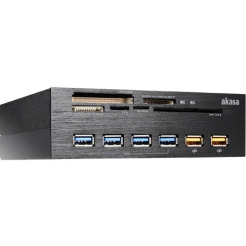 Akasa InterConnect EX Flash Reader/USB Hub Combo - USB 3.0, USB 2.0 - Internal
