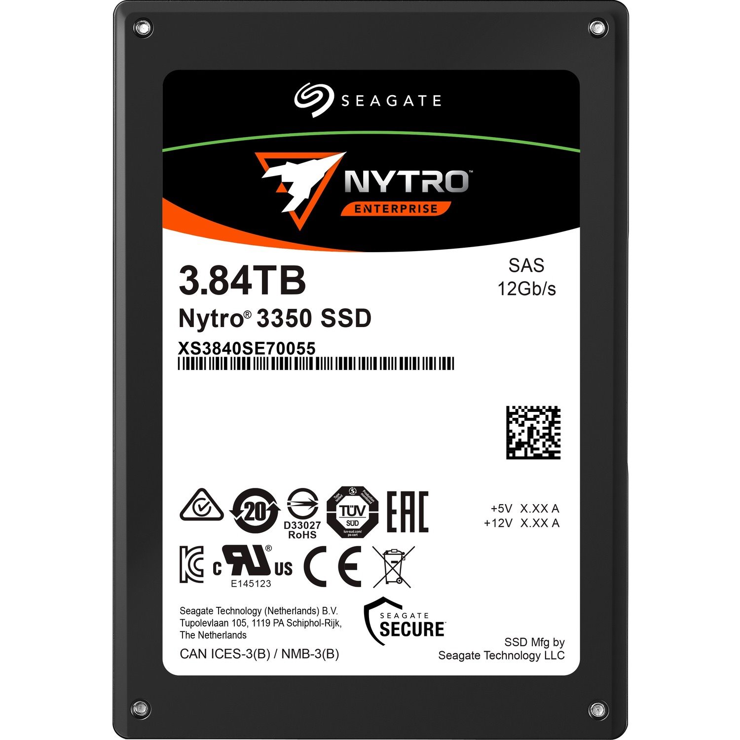 Seagate Nytro 3000 XS3840SE70055 3.84 TB Solid State Drive - 2.5" Internal - SAS (12Gb/s SAS)