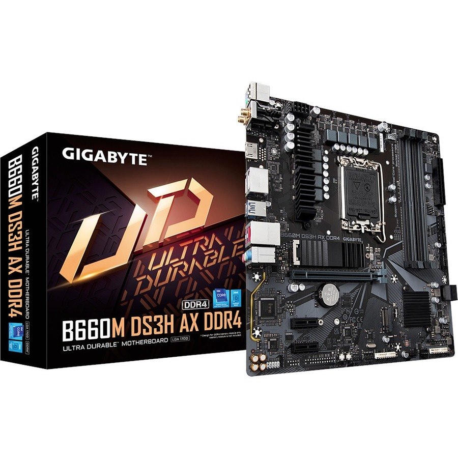 Gigabyte Ultra Durable B660M DS3H AX DDR4 Gaming Desktop Motherboard - Intel B660 Chipset - Socket LGA-1700 - Intel Optane Memory Ready - Micro ATX