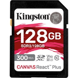 Kingston Canvas React Plus SDR2 128 GB Class 10/UHS-II (U3) V90 SDXC