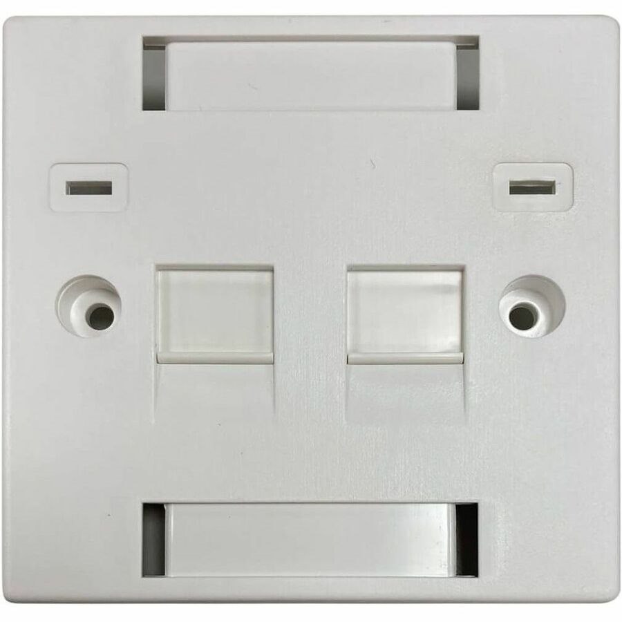 Eaton Tripp Lite Series 2-Port UK-Style Keystone Wall Plate, Unloaded Shuttered Module, Icon Tabs, White, TAA