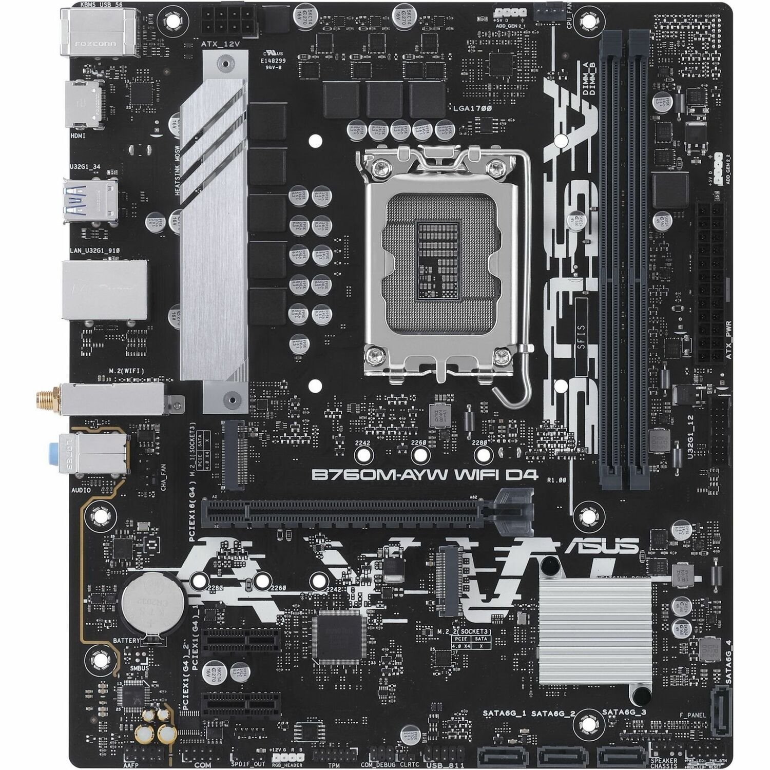 Asus B760M-AYW WIFI D4 Desktop Motherboard - Intel B760 Chipset - Socket LGA-1700 - Micro ATX