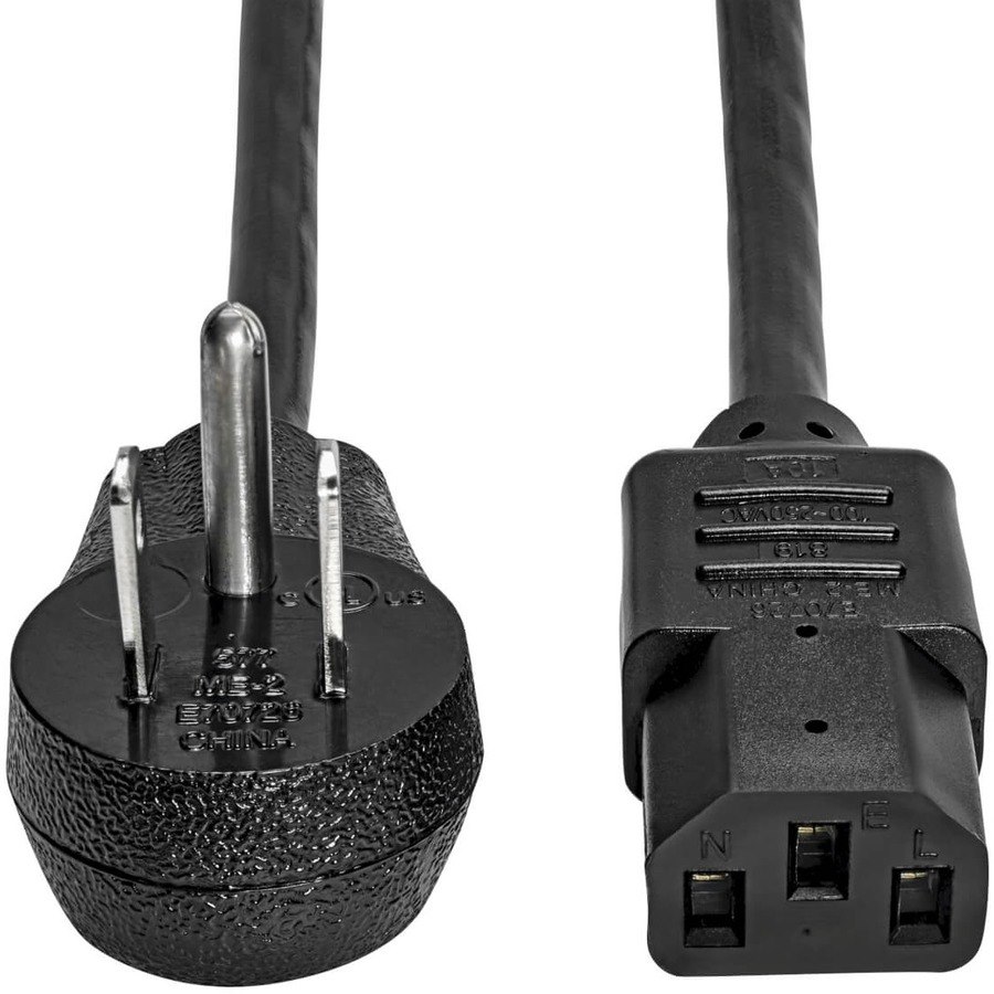 Eaton Tripp Lite Series Desktop Computer AC Power Cord, Right-Angle NEMA 5-15P to C13 - 10A, 125V, 18 AWG, 3 ft. (0.91 m), Black