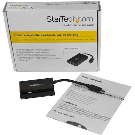 StarTech.com USB C to Gigabit Ethernet Adapter/Converter w/PD 2.0 - 1Gbps USB 3.1 Type C to RJ45/LAN Network w/Power Delivery Pass Through