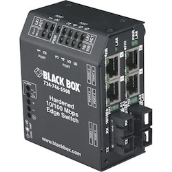 Black Box Fast Ethernet Hardened Temperature Switch - (4) 10/100-Mbps Copper RJ45, (2) 100-Mbps Multimode Fiber, 1300nm, 2km, SC, 24V DC-Power, DIN Rail