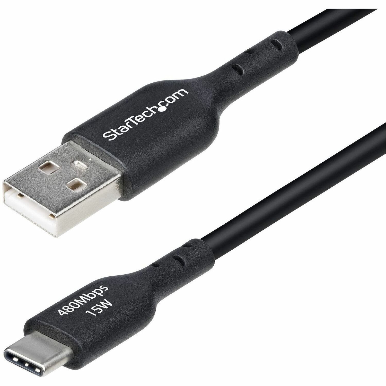 StarTech.com 2m (6.6ft) USB-A to USB-C Charging Cable, Charge & Sync, 3A, USB 2.0, TPE Jacket - Black USB Charging Cord