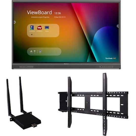 ViewSonic IFP6552-1C-E1 65 Inch 4K Ultra HD Interactive Flat Panel Display with Integrated Microphone, USB-C, Wireless AC Adapter, and Wall Mount