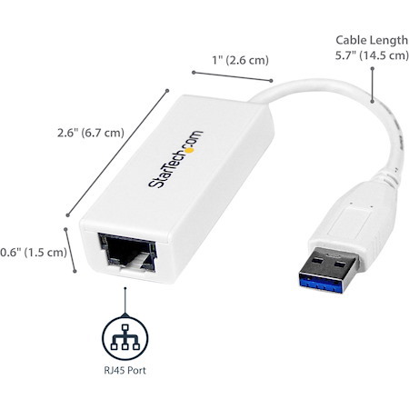 StarTech.com USB to Ethernet Adapter, USB 3.0 to 10/100/1000 Gigabit Ethernet LAN Adapter, USB to RJ45 Adapter, TAA Compliant