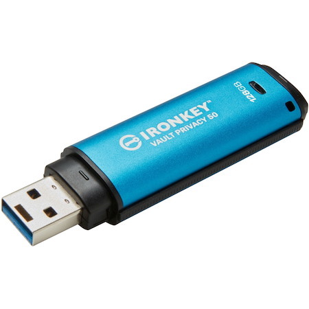 IronKey Vault Privacy 50 Series IKVP50 128 GB USB 3.2 (Gen 1) Type A Flash Drive - Blue - 256-bit AES - TAA Compliant
