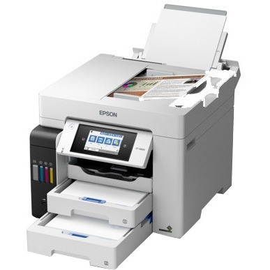 Epson ET-5800 Inkjet Multifunction Printer-Color-Copier/Fax/Scanner-4800x1200 dpi Print-Automatic Duplex Print-66000 Pages-550 sheets Input-1200 dpi Optical Scan-Color Fax-Wireless LAN-Epson Connect-Epson Email Print-Epson iPrint-Mopria