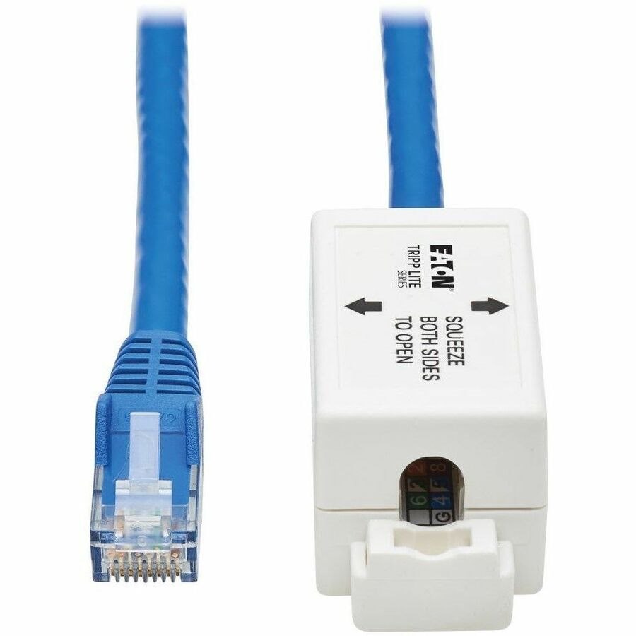 Eaton Tripp Lite Series Cat6a Keystone Jack Cable Assembly - Shielded, PoE+, RJ45 M/F, 18-in. (45.72 cm), Blue, TAA