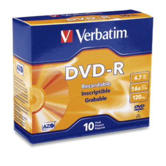Verbatim DVD Recordable Media - DVD-R - 16x - 4.70 GB - 10 Pack Slim Jewel Case
